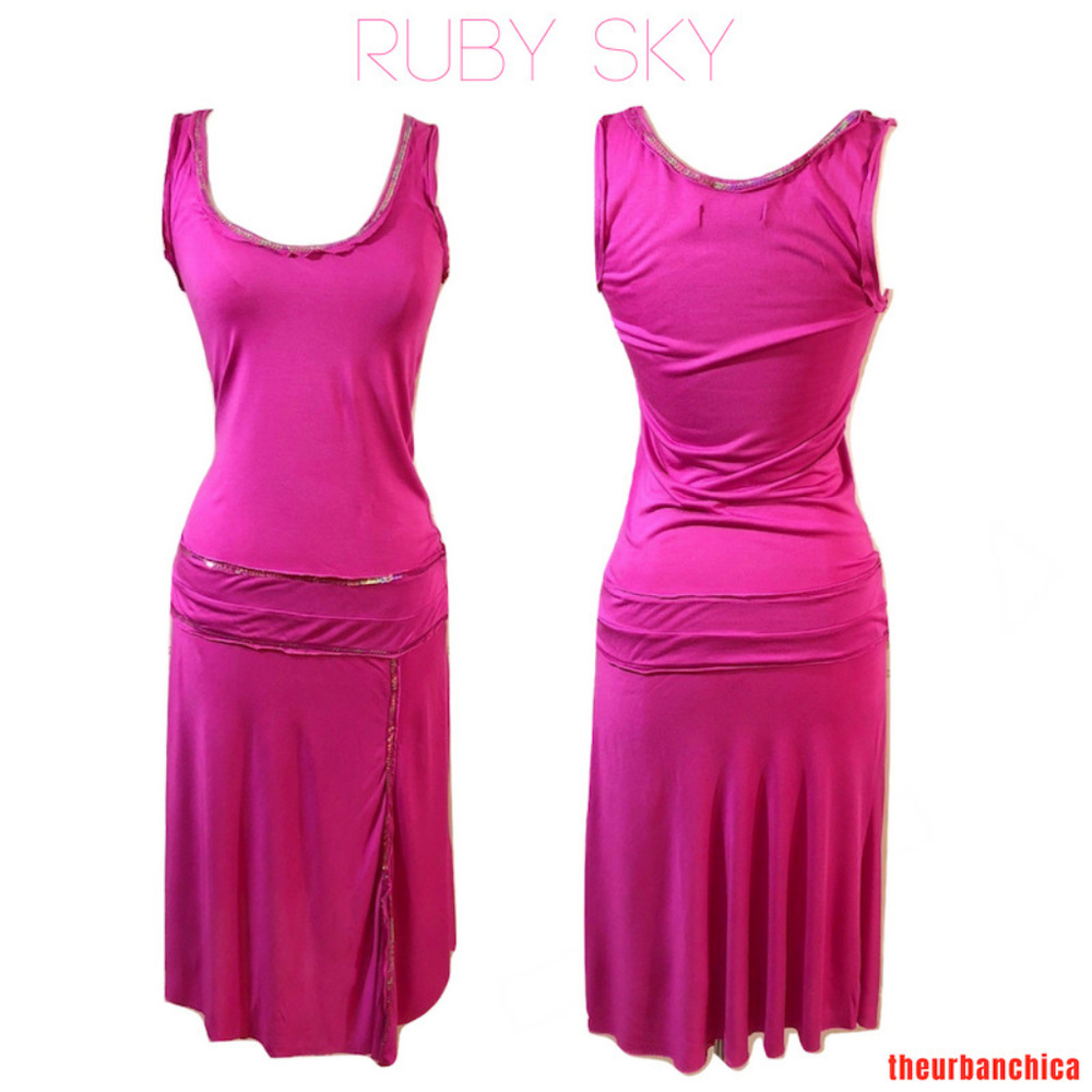 Urban Outfitters Ruby Sky Pink Drop Waist Dress